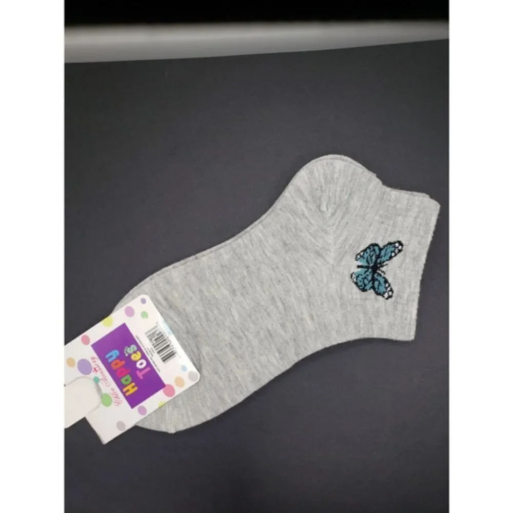 Gray and blue Butterfly ankle socks